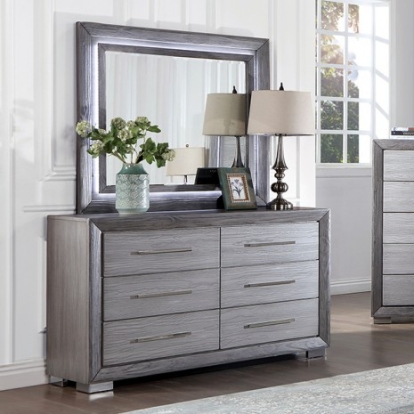 Furniture of America Raiden Transitional Metal Solid with Wood Gray Dresser Model CM7468GY-D