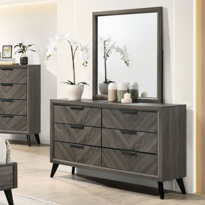 Furniture of America Vagan Contemporary Solid with Wood Paper Veneer Gray Dresser Model CM7472GY-D