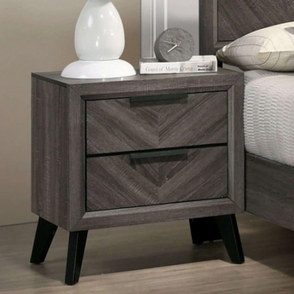 Furniture of America Vagan Contemporary Solid with Wood Paper Veneer Gray Night Stand Model CM7472GY-N