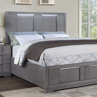 Furniture of America Regulus Contemporary Solid with Wood Gray Bed Model CM7475GY-EK-BED