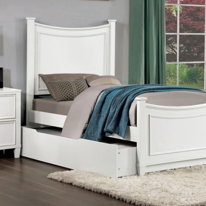 Furniture of America Lycoris Transitional Engineered with Wood Solid with Wood White Bed Model CM7477WH-Twin Bed