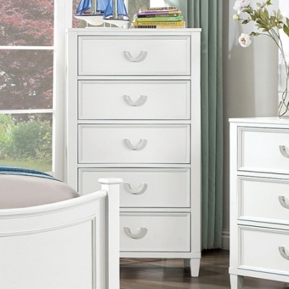 Furniture Of America Lycoris Transitional Engineered Wood, Solid Wood White Chest | CM7477WH-C