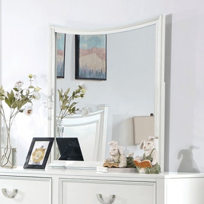 Furniture of America Lycoris Transitional Engineered with Wood Solid with Wood White Mirror Model CM7477WH-M