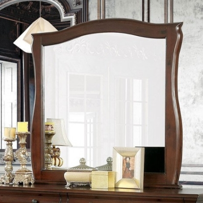 Furniture of America Brunswick Transitional Solid with Wood Veneer Brown Cherry Mirror Model CM7503M