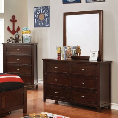 Furniture of America Brogan Transitional Solid with Wood Veneer Brown Cherry Dresser Model CM7517CH-D