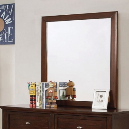 Furniture of America Brogan Transitional Solid with Wood Veneer Brown Cherry Mirror Model CM7517CH-M