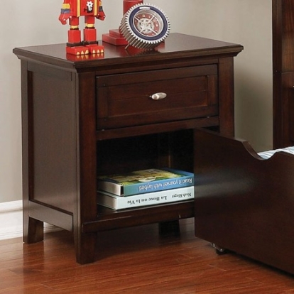 Furniture of America Brogan Transitional Solid with Wood Veneer Brown Cherry Night Stand Model CM7517CH-N