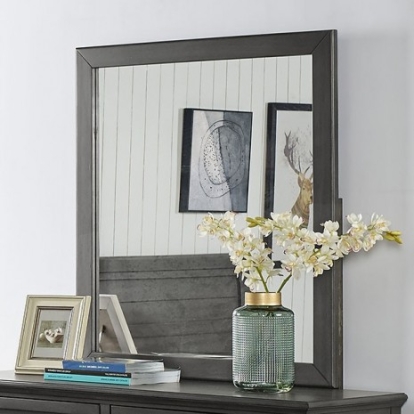 Furniture Of America Brogan Transitional Solid Wood, Wood Veneer, Others Gray Mirror | CM7517GY-M