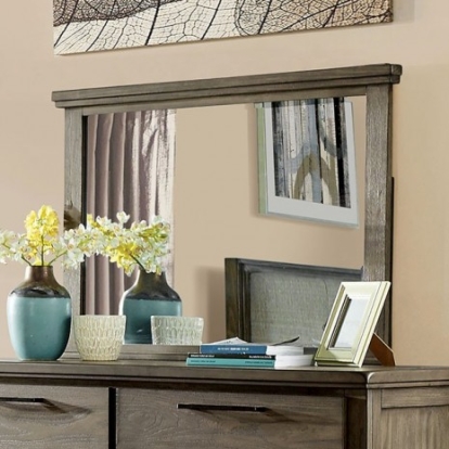 Furniture of America Berenice Transitional Solid with Wood Veneer Gray Mirror Model CM7528GY-M