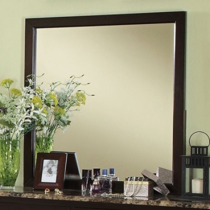 Furniture of America Lemoore Contemporary Mirror Solid with Wood Dark Cherry Mirror Model CM7531M