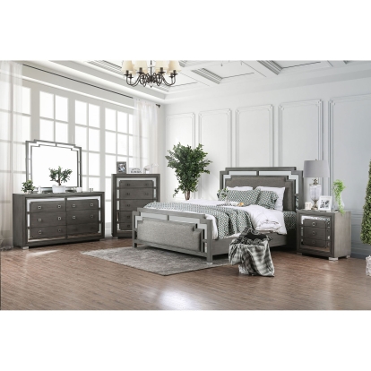 Jeanine Gray 5 Piece Queen Bedroom Set with Chest Model CM7534Q-5PC-CHEST by Furniture of America