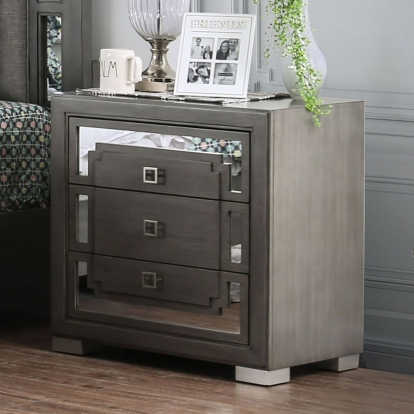 Jeanine Gray Night Stand with USB Outlet Model CM7534N by Furniture of America