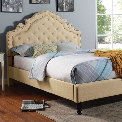 Furniture of America Aubree Transitional Linen-Like with Wood Beige Bed Model CM7537BG