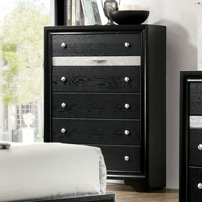 Furniture of America Chrissy Contemporary Solid with Wood Veneer Black Chest Model CM7552BK-C