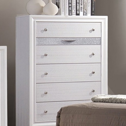 Furniture Of America Chrissy Contemporary Solid Wood, Wood Veneer, Others White Chest | CM7552C