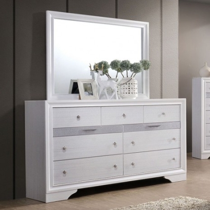 Furniture of America Chrissy Contemporary Solid with Wood Veneer White Dresser Model CM7552D