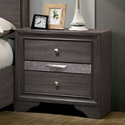 Furniture Of America Chrissy Contemporary Solid Wood, Wood Veneer, Others Gray Night Stand | CM7552GY-N