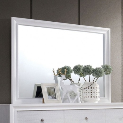 Furniture of America Chrissy Contemporary Solid with Wood Veneer White Mirror Model CM7552M