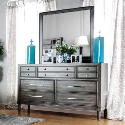 Furniture of America Daphne Transitional Solid with Wood Veneer Gray Dresser Model CM7556D