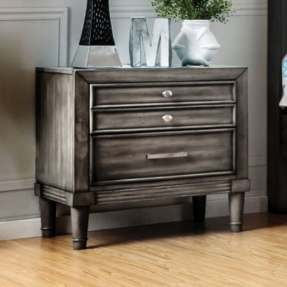 Furniture Of America Daphne Transitional Solid Wood, Wood Veneer, Others Gray Night Stand | CM7556N