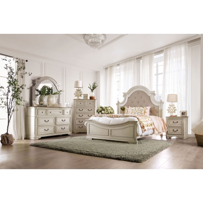 Pembroke Antique Whitewash 5 Piece Queen Bedroom Set with Chest Model CM7561Q-5PC-CHEST by Furniture of America