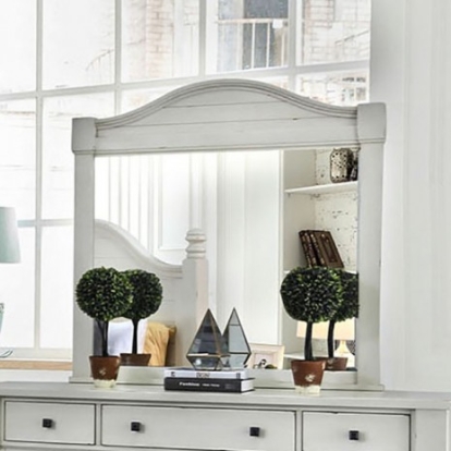 Furniture of America Daria Transitional Mirror Solid with Wood Antique White Mirror Model CM7562M