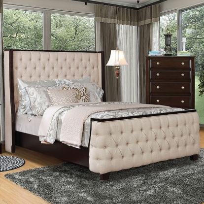 Furniture of America Camille Contemporary with Wood Solid with Wood Beige Bed Model CM7566-Queen Bed