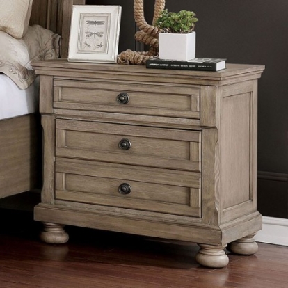Furniture of America Wells Transitional Solid with Wood Veneer Gray Night Stand Model CM7568N