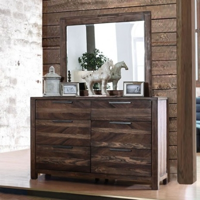 Furniture of America Hankinson Rustic Solid with Wood Veneer Rustic Natural Tone Dresser Model CM7576D