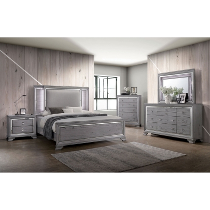 Alanis Light Gray 4 Piece Queen Bedroom Set Model CM7579Q-4PC by Furniture of America