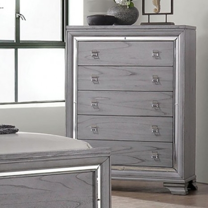 Furniture of America Alanis Contemporary Mirror Solid with Wood Light Gray Chest Model CM7579C