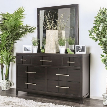 Furniture of America Berenice Transitional Solid with Wood Veneer Espresso Dresser Model CM7580EX-D
