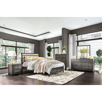 Berenice Gray/Beige 4 Piece Queen Bedroom Set Model CM7580GY-Q-4PC by Furniture of America