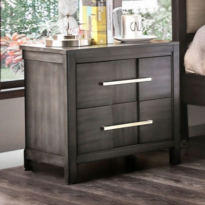 Furniture of America Berenice Transitional Solid with Wood Veneer Gray Night Stand Model CM7580GY-N