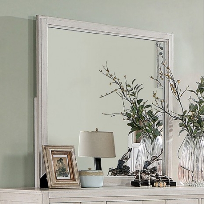 Furniture of America Berenice Transitional Solid with Wood Veneer White Mirror Model CM7580WH-M