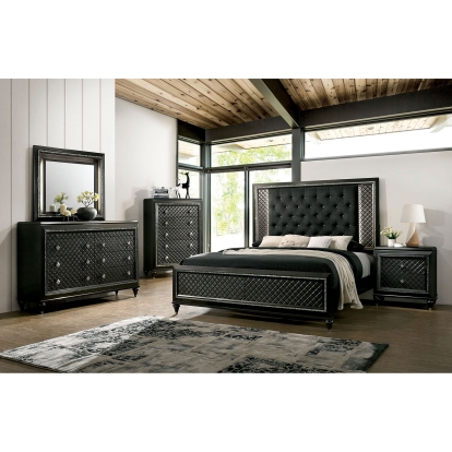 Demetria Metallic Gray 5 Piece Queen Bedroom Set with Chest Model CM7584Q-5PC-CHEST by Furniture of America
