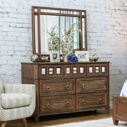 Furniture of America Frontera Transitional Mirror Rustic Oak Dresser Model CM7586D