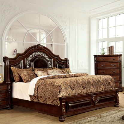 Flandreau Brown Cherry/Espresso Queen Bed Model CM7588Q-BED by Furniture of America