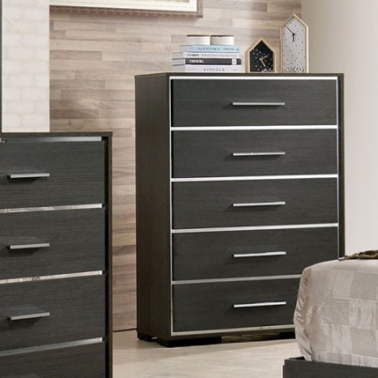 Furniture of America Camryn Contemporary Solid with Wood Veneer Warm Gray Chest Model CM7589C