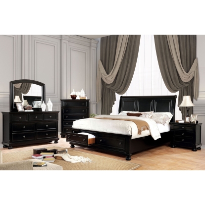 Castor Black 5 Piece Queen Bedroom Set with Chest Model CM7590BK-Q-5PC-CHEST by Furniture of America