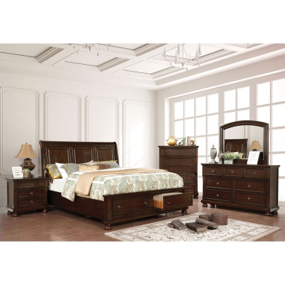 Castor Brown Cherry 5 Piece Queen Bedroom Set with Chest Model CM7590CH-Q-5PC-CHEST by Furniture of America