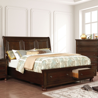 Castor Brown Cherry Queen Bed Model CM7590CH-Q-BED by Furniture of America