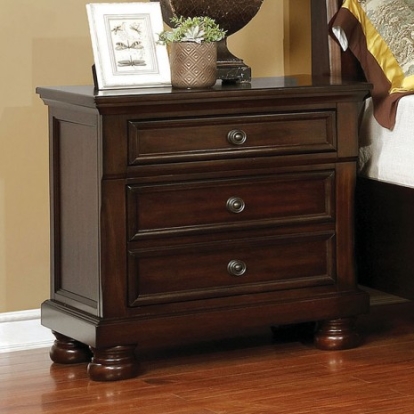 Furniture Of America Castor Transitional Solid Wood, Wood Veneer, Others Brown Cherry Night Stand | CM7590CH-N