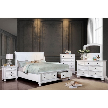 Castor White 5 Piece Queen Bedroom Set with Chest Model CM7590WH-Q-5PC-CHEST by Furniture of America