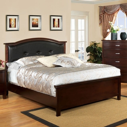 Furniture of America Crest View Contemporary Leatherette Array Brown Cherry Bed Model CM7599