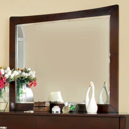 Furniture of America Midland Contemporary Mirror Solid with Wood Brown Cherry Mirror Model CM7600M