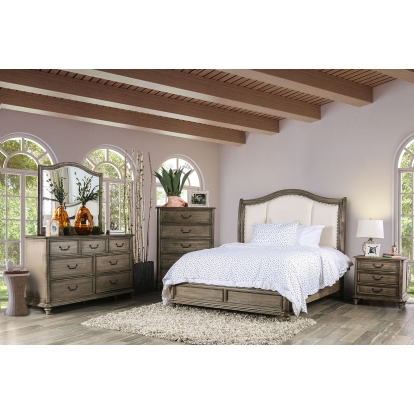Belgrade Rustic Natural Tone/Ivory 4 Piece Queen Bedroom Set Model CM7612Q-4PC by Furniture of America