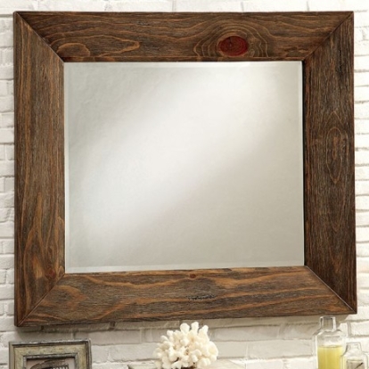 Furniture of America Coimbra Rustic Solid with Wood Veneer Rustic Natural Tone Mirror Model CM7623M