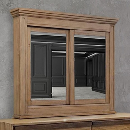 Furniture of America Coimbra Rustic Solid with Wood Veneer Rustic Natural Tone Cabinet Mirror Model CM7623SM