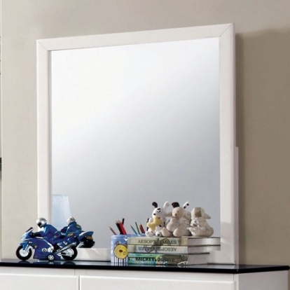 Furniture of America Kimmel Transitional Solid with Wood Veneer White-Blue Mirror Model CM7626M